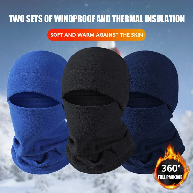 Women Men Winter Warm Beanies Polar Fleece Skullies Full Package Mask Hat Neckerchief As One Outdoor Windproof Solid Beanies Cap