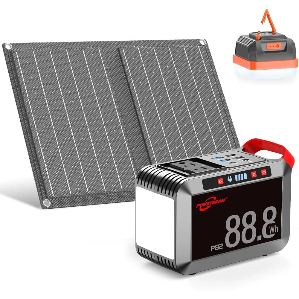 

Portable 24000mAh Solar Power Station with 120W AC Outlet and 88.8Wh Capacity, Including 21W Solar Panels for Camping and Outdoo