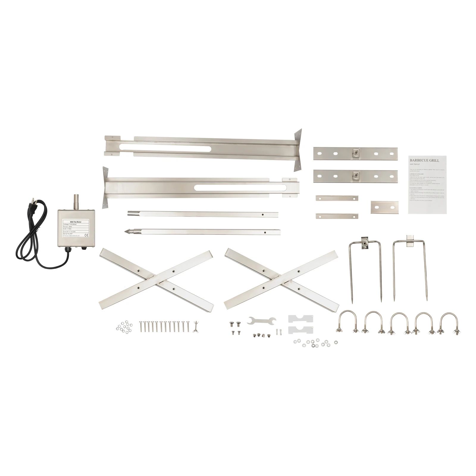 Электрический гриль-набор, грузоподъемность 53 дюйма, 88,18 фунтов, вращающийся мотор из нержавеющей стали, стойка для барбекю, регулируемая по высоте
