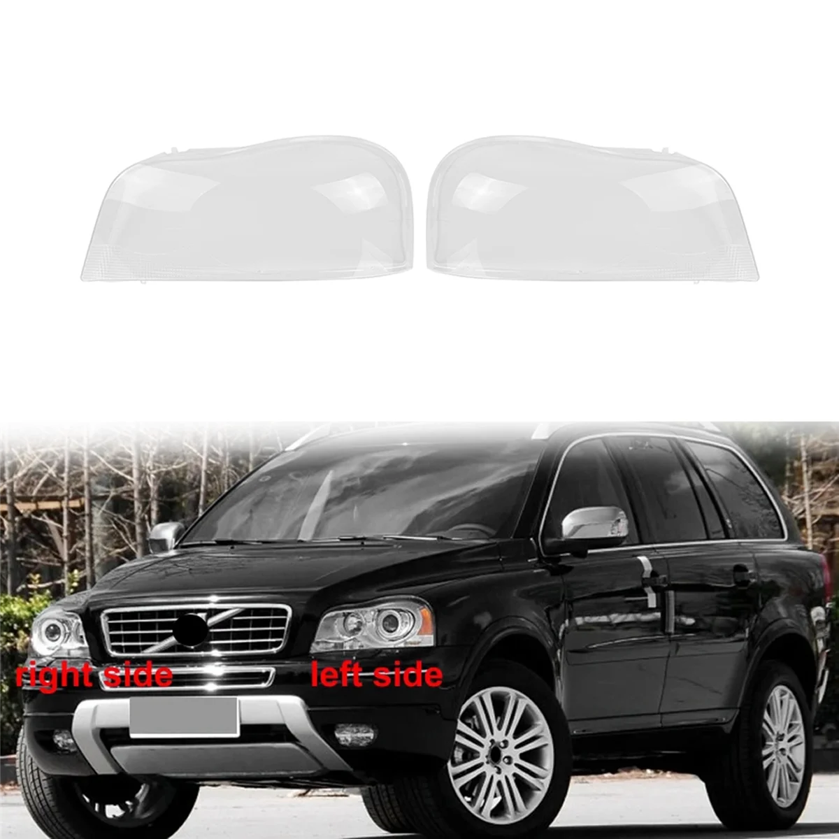 

2X for Volvo XC90 2004-2013 Right Headlight Shell Lamp Shade Transparent Lens Cover Headlight Cover