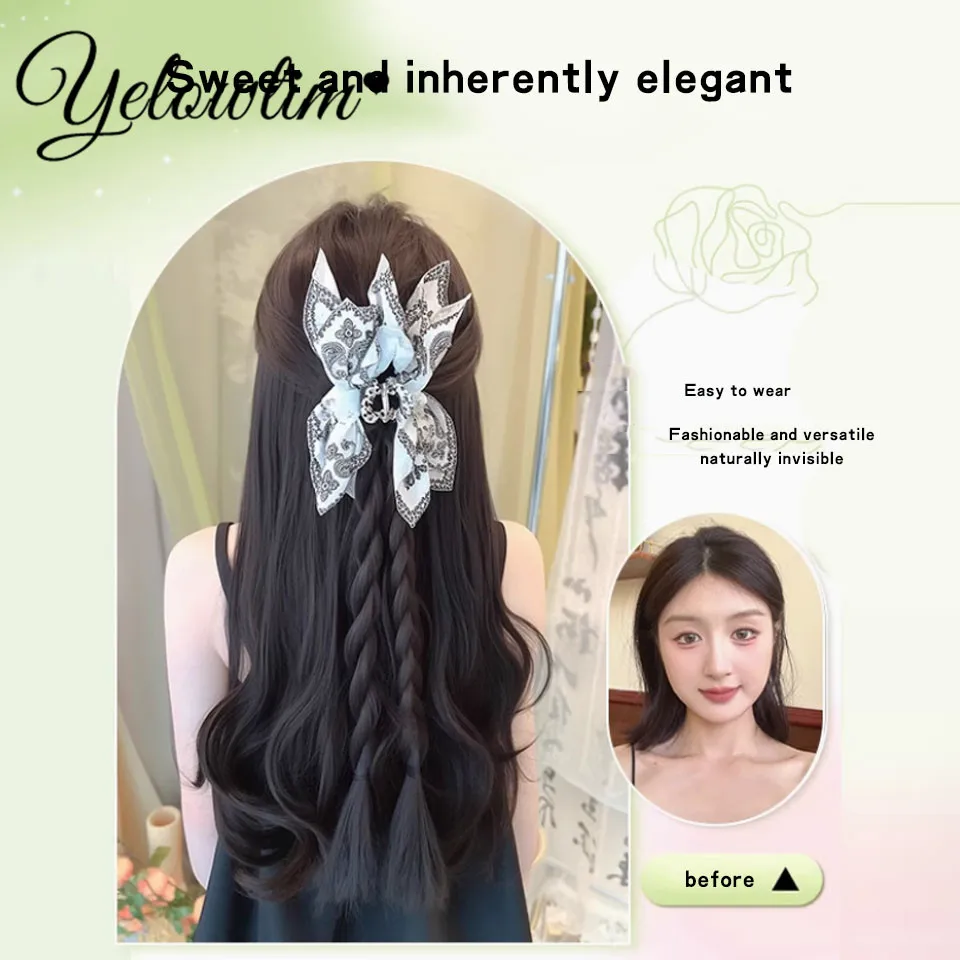 Wig Braid Female New Chinese Summer Fresh Twist Boxing Braid Grab Clip Style Simulated Hair Fake Braid Ponytail