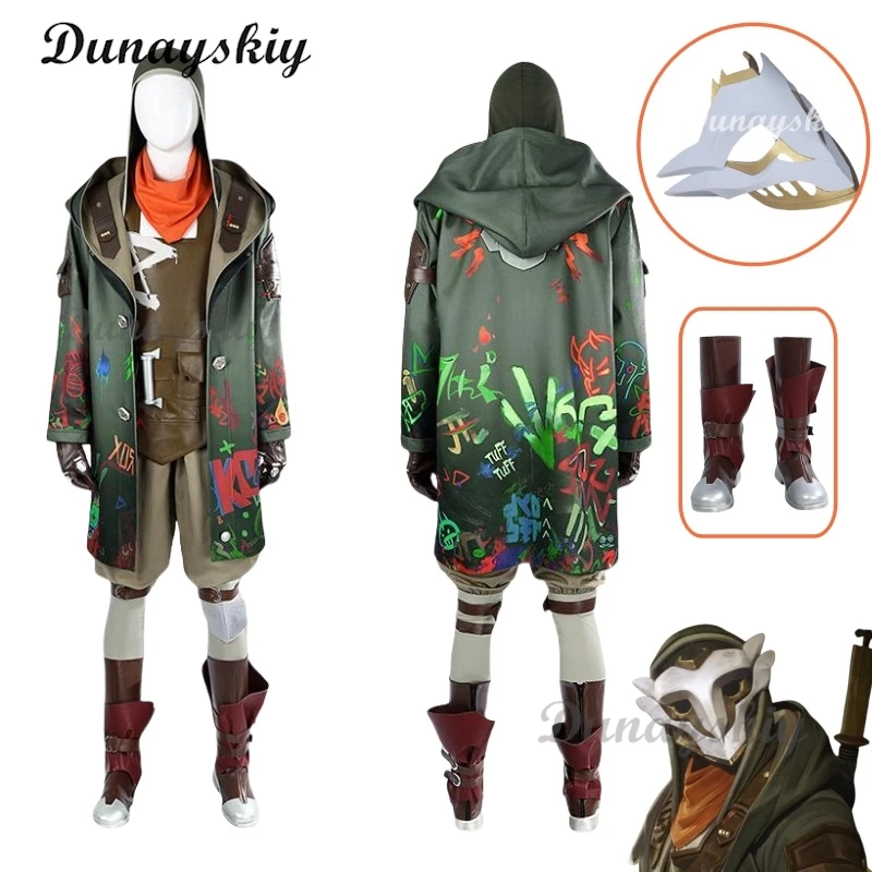 LOL Ekko คอสเพลย์เครื่องแต่งกาย Arcane Season 2 คอสเพลย์หน้ากากเครื่องแต่งกายหล่อเสื้อแจ็คเก็ตเสื้อชุดปาร์ตี้ฮาโลวีนที่กําหนดเอง