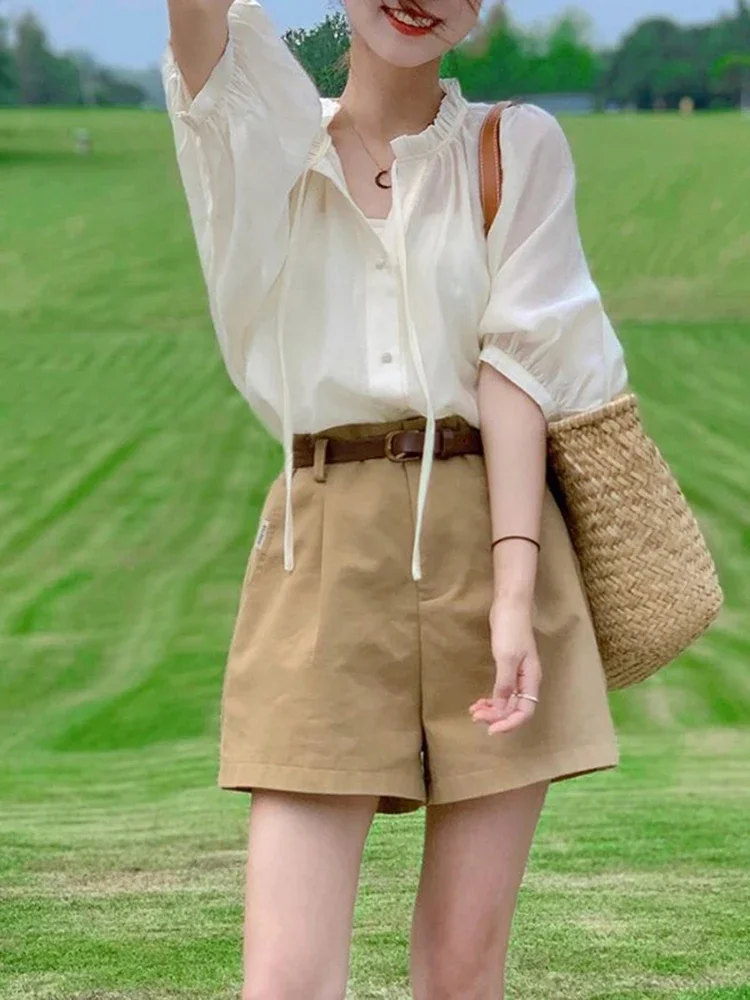 

Two Piece New Summer French Women Matching Set Casual Loose Slim Woman Matching Set Simple Basic Fashion Street Chic Female Set