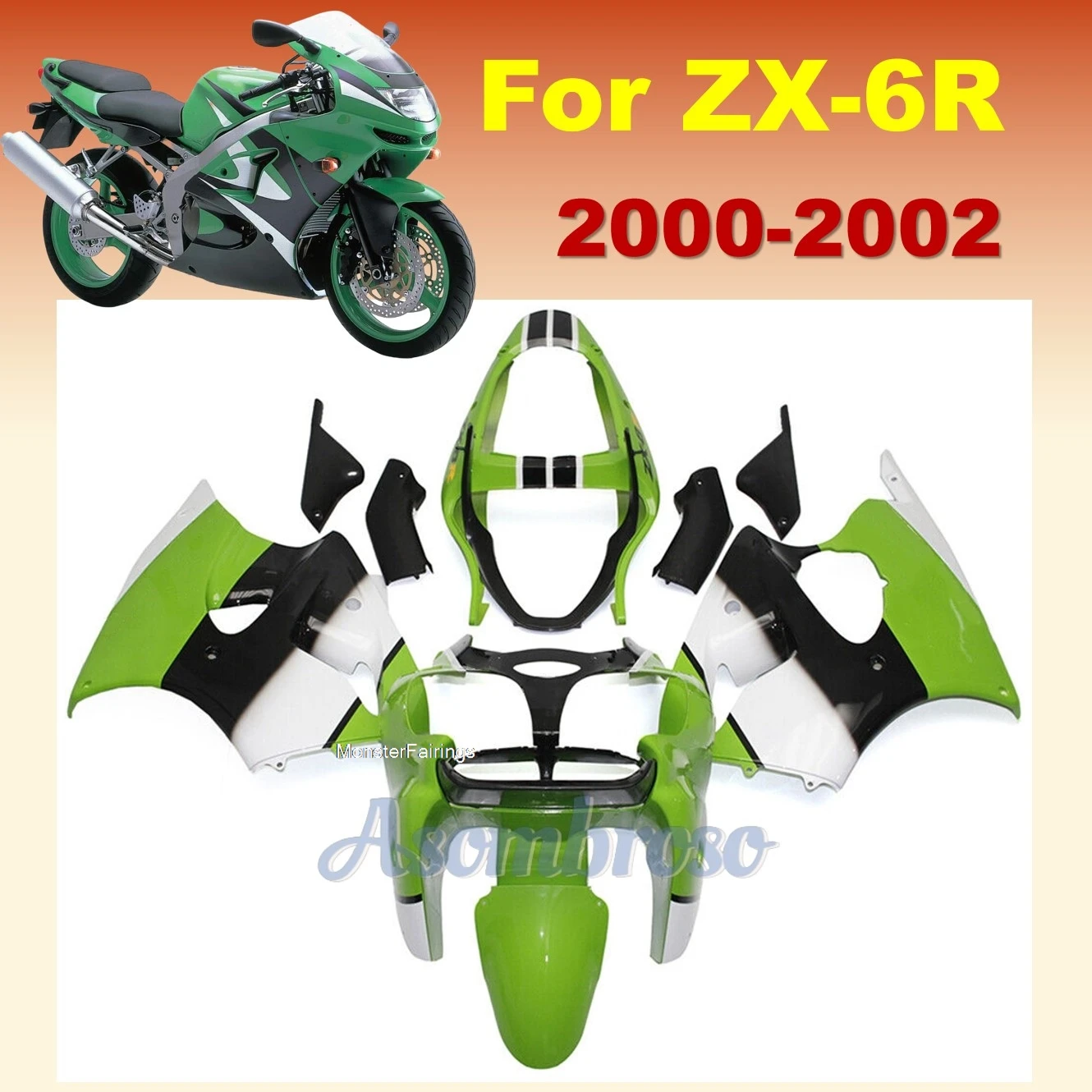 

Motorcycle Accessories ABS Plastics Bodywork for Kawasaki Ninja ZX-6R 2000 2001 2002 ZX6R 00-02 zx-6r Fairing Kit YT