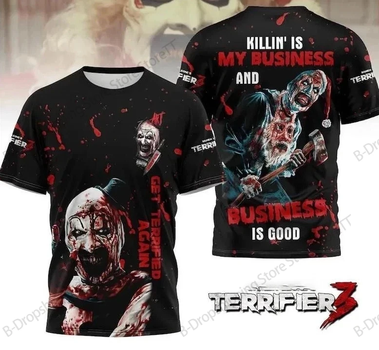 Movie Halloween Terrifier 3D Printed T-shirt Men Women Fashion Short Sleeve Tops Tees Horror T shirts Mens Clothing High Quality
