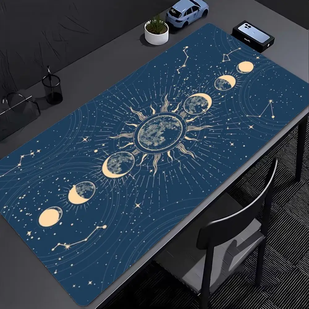 XXL Gaming Mouse Pad Zodiac Moon Phase Magic Circle Starry Deskmat Overlock Rubber Keyboard Mat PC Gamer Computer Accessories