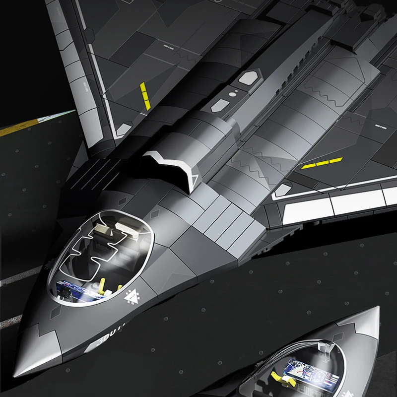 Unchste Generation Fighter Jet J-36 Baustein Militärmodellflugzeug Lernpuzzle-Montagevornamente