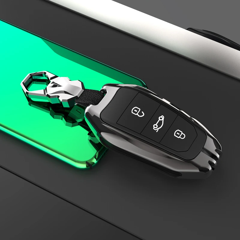 Zine Alloy Leather Car Key Case Shell Cover For Peugeot 308 408 508 2008 3008 4008 5008 Citroen C4L C6 C3-XR Picasso DS3 DS4 DS5