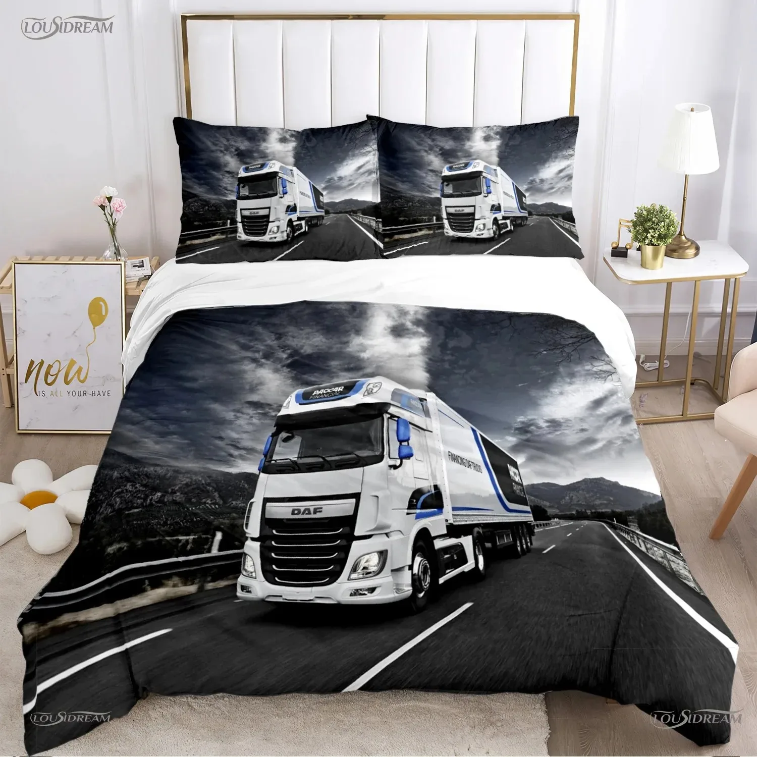 

DAF Truck Logo Bedding Set For Bedroom Soft Modern Bedspreads Comefortable Kids Duvet Cover Quilt Cover And Pillowcase