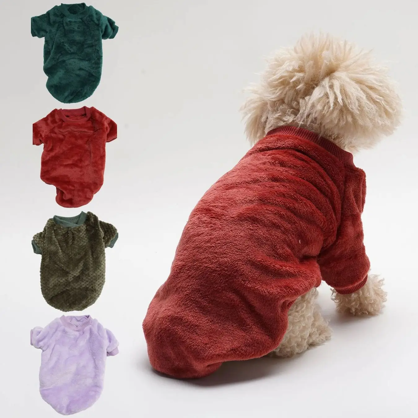 4 Pack Autumn Winter Pet Clothes Coral Fleece Warm Comfortable Two-Legged Dog Cat Velvet Shirt for Small Dogs And Cats