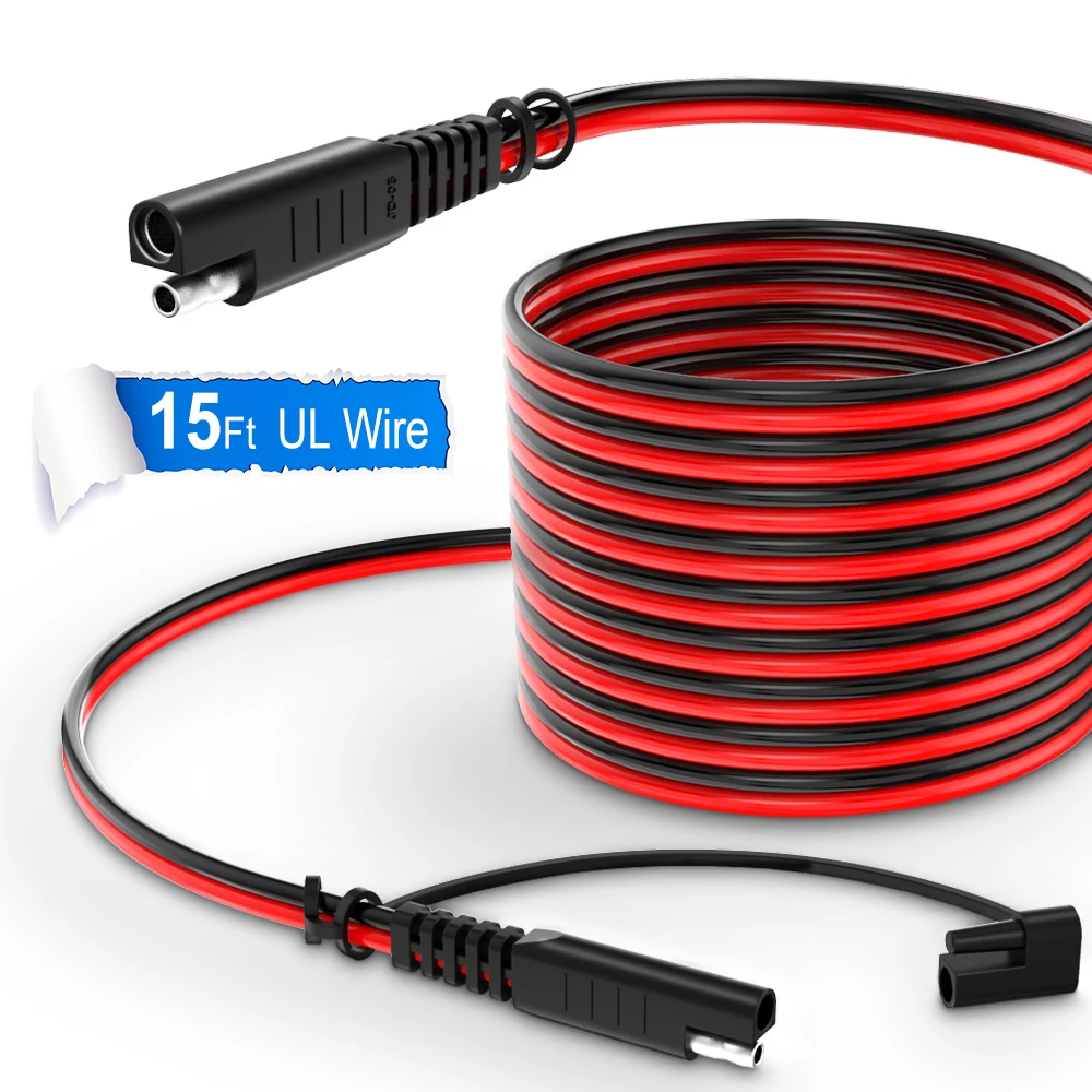 

14AWG 4.5m SAE to SAE Extension Cable Quick Connector for Car RV Motorcycle Solar Panel 12V - 36V Battery Charging Cable