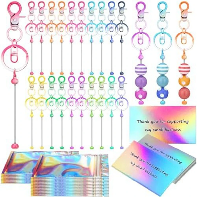 

60 Piece DIY Keychain Set Includes Craft Thanks Set DIY Project Pendant Craft Jewelry, Metal