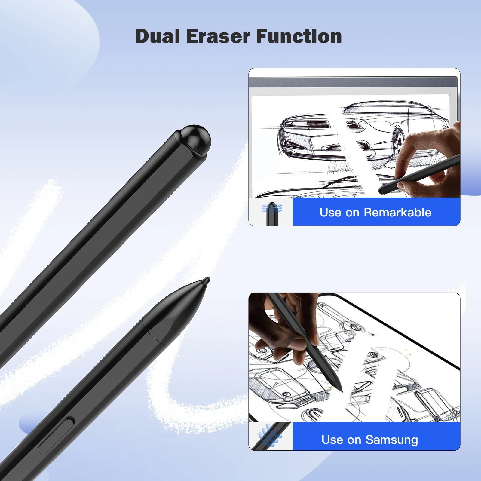 TiMOVO Magnetic Remarkable 2 Pen with Eraser, EMR Stylus Digital Pen Marker Plus with 4096 Sensitivity & Palm Rejection & Tilt