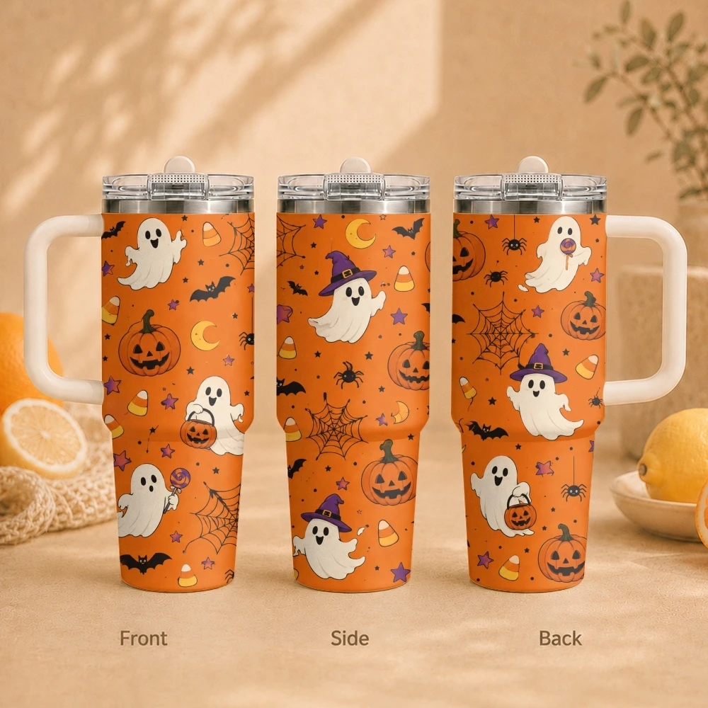 Halloween pumpkin head print Vacuum Flasks 40oz Vacuum Insulated Travel Mug - Stainless Steel Straw Cup Lid