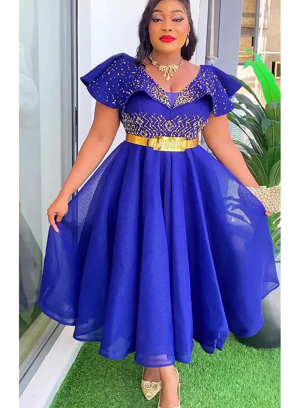 

Plus Size African Wedding Party Dresses for Women 2024 New Dashiki Ankara Evening Gown Elegant Turkey Outfit Robe Africa Clothes