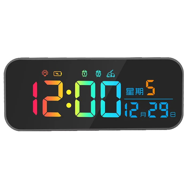LED Clock RGB Simple Colorful Clocks Student Desktop Bedhead Creative Colorful Digital USB Charging Alarm Clock Digital Gift