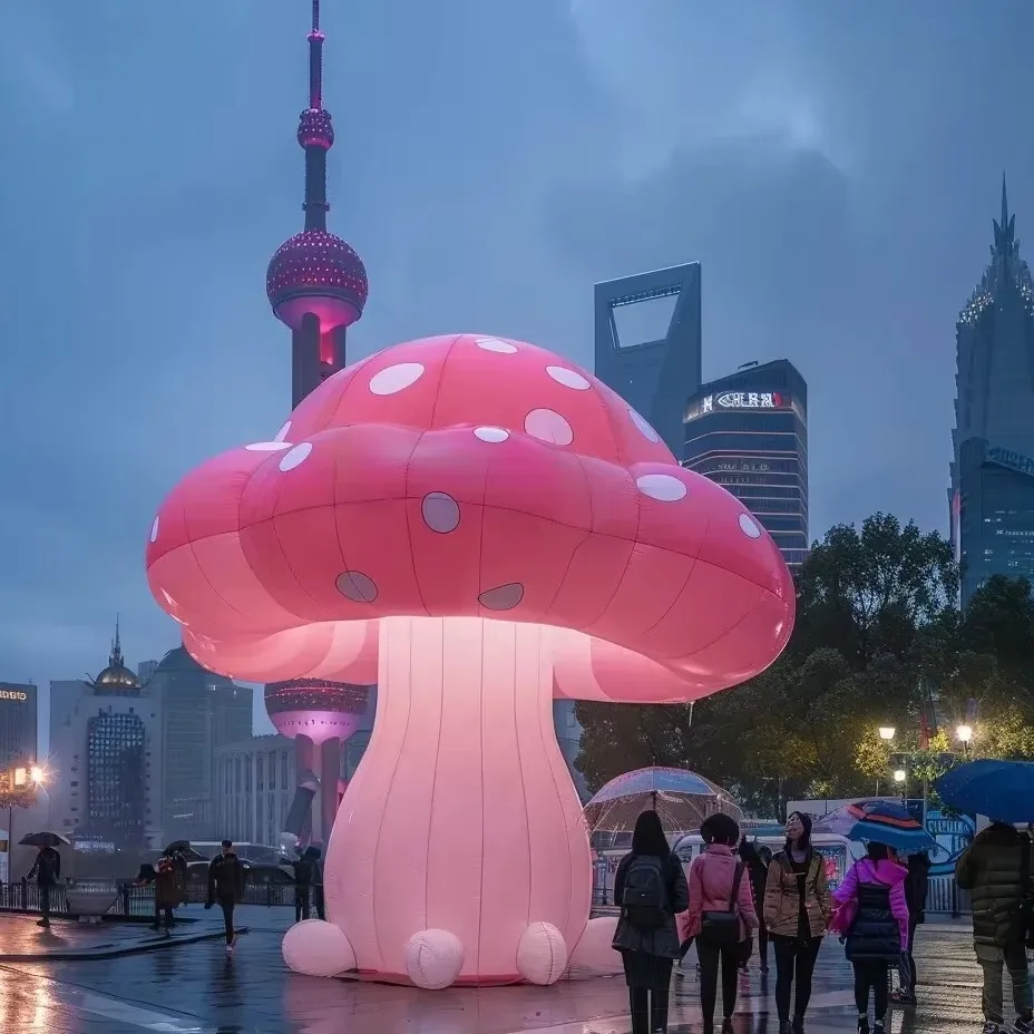 Giant Inflatable Mushroom With Led Lights Party Supply Led Flowers Decoration For Alice In Wonderland Themed Activities