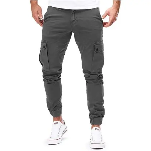 Herren Elastischer Taille Cargo Kampf Arbeit Hosen Tasche Gefesselt Jogger Hosen Männer der Mehrere Taschen Bleistift Hosen männer Hosen