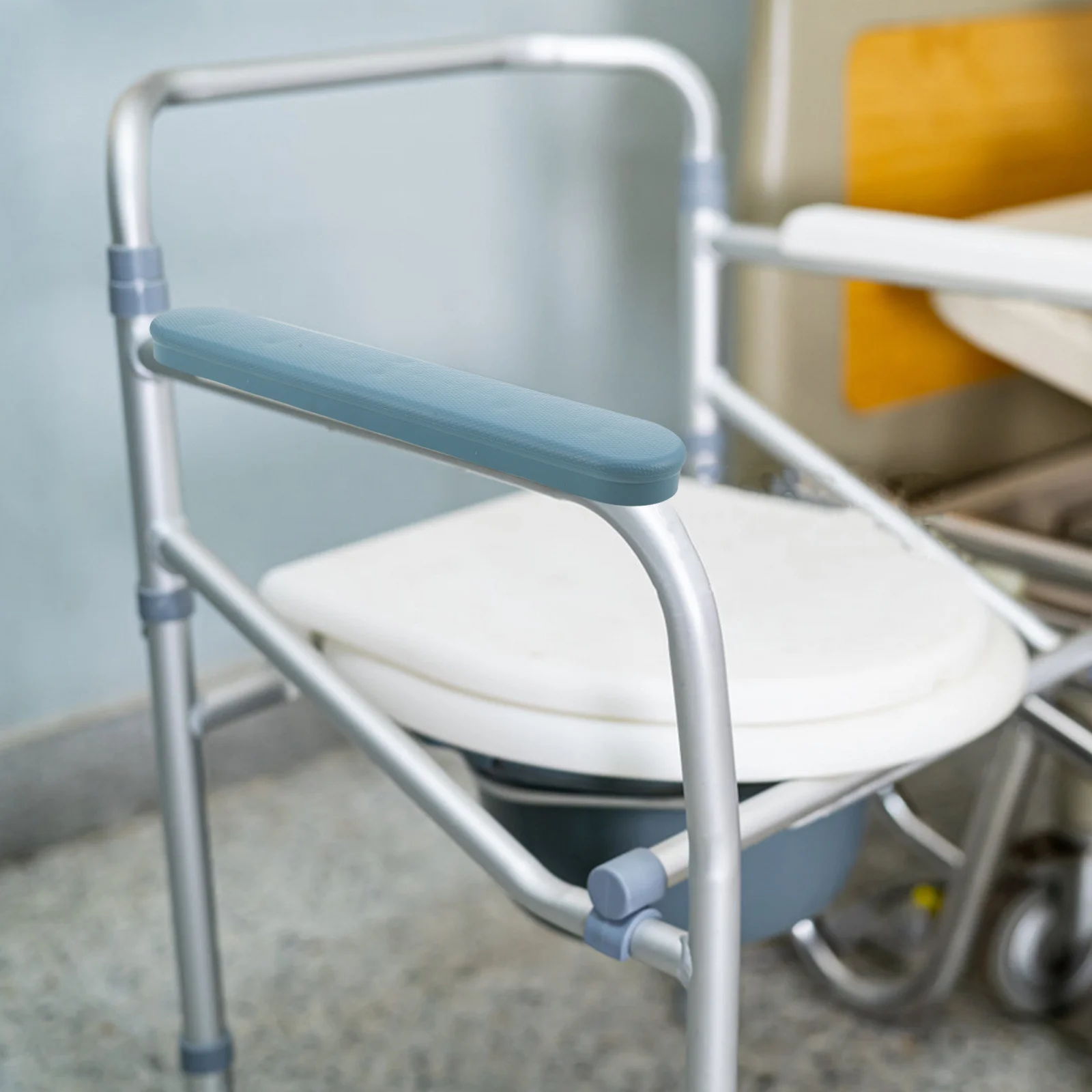 3Pair Plastic Commode Chair Arm Pads Replacement Non Slip Bedside Toilet Chair Armrest Caps Durable Folding Support For Elderly