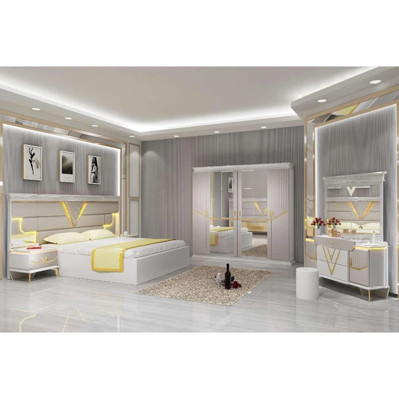 &Hotel Room Packages King Size Bunk Beds Luxury Velvet Tufted Bed Latest Storage Wooden Bedroom Furniture Set