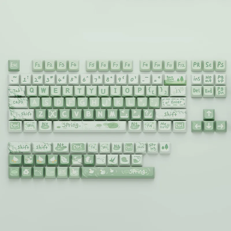 Imagem -02 - Keycaps de Teclado Mecânico 108 Teclas Spring Tour Green Series Xda Keycaps Keycaps Personalizados Sublimação Térmica Pbt Keycaps