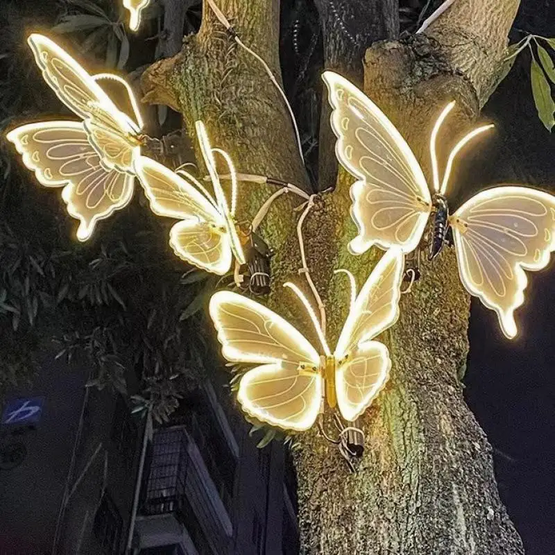 40/60CM LED Butterfly String Lights - Dynamic/Static Modes with Transformer for Outdoor Holiday & Party Decor