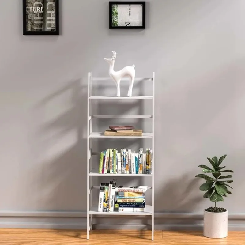 

Book Shelf White Bookshelf Ladder Bookcase 4 Tier Tall Book Case for Bedroom Living Room Office MC-801