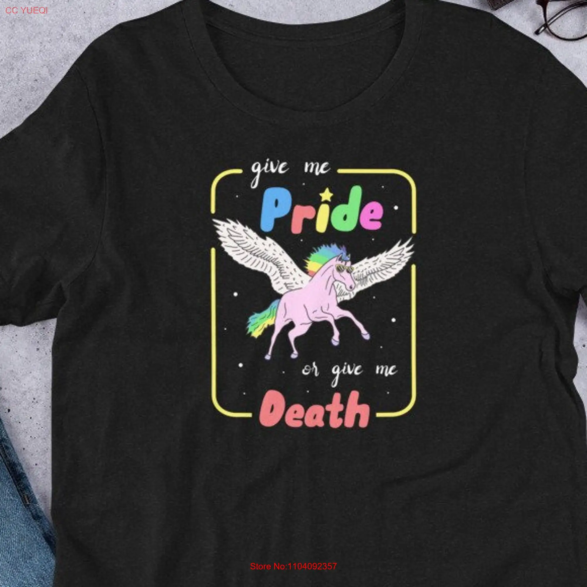 

Give Me Pride T Shirt Unicorn Gay Rainbow Retro LGBT Lesbian long or short sleeves
