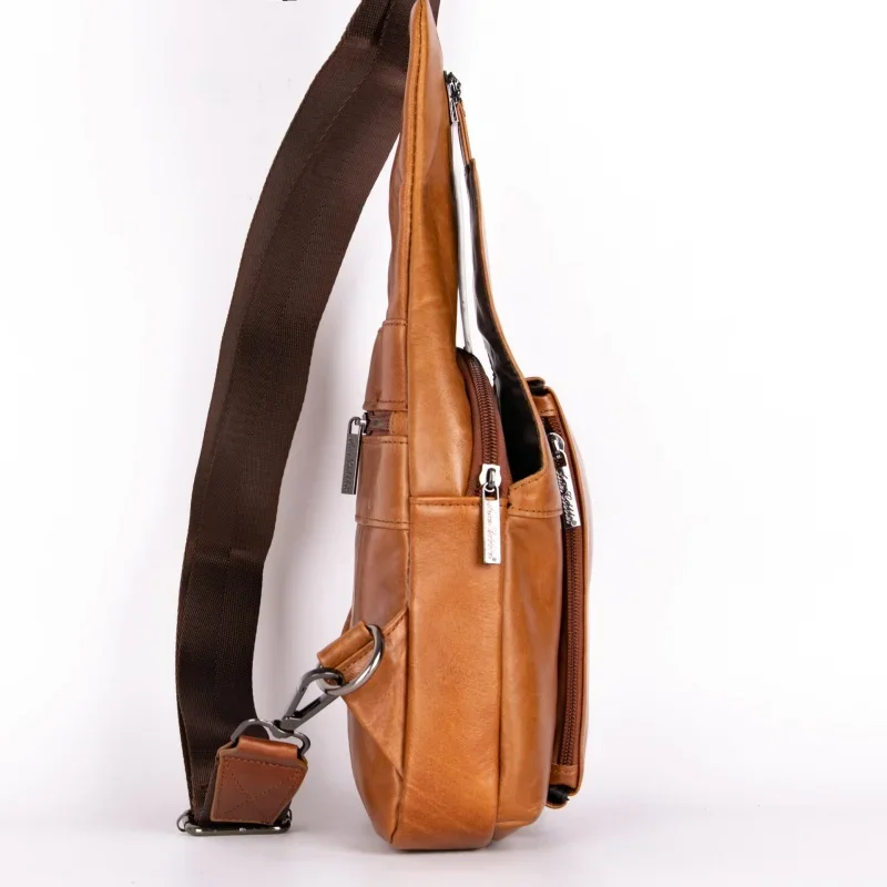 Vintage Echt Lederen Heren Borsttas Luxe Koeienhuid Crossbodytas Mode Heren Schoudertas Met Grote Capaciteit Slingtas