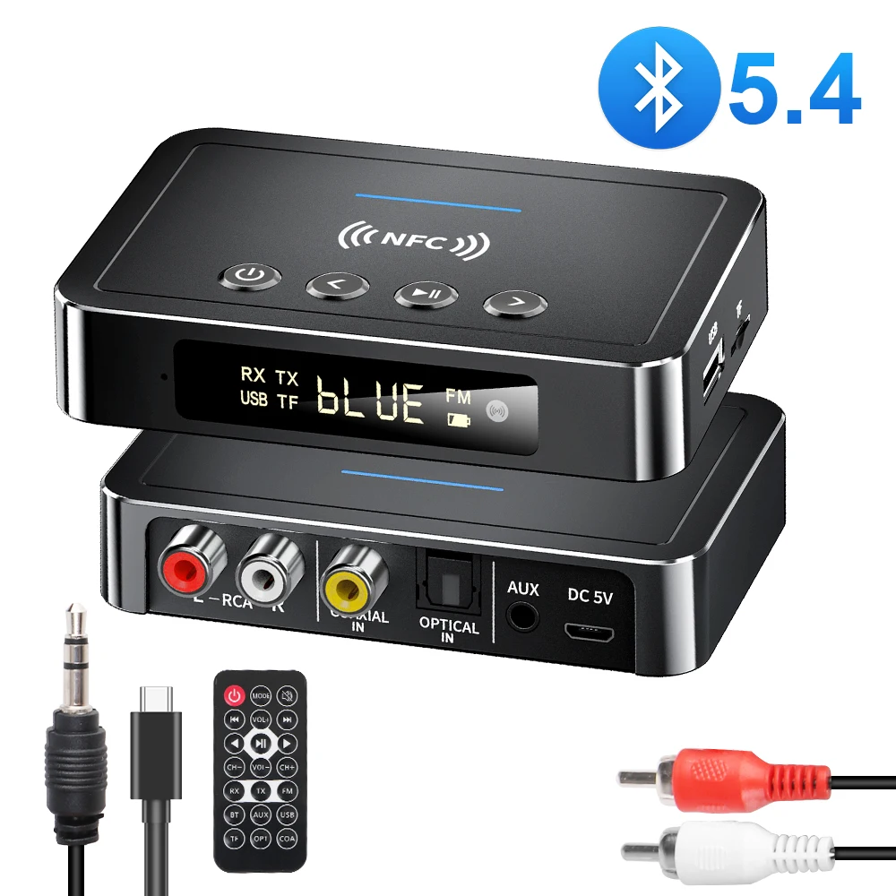 บลูทูธ 5.4 รีโมทคอนโทรล 3.5 มม.AUX/RCA/USB U Disk/อินพุต TF ดิจิตอลอะแดปเตอร์ M6 ตัวรับสัญญาณบลูทูธเครื่องส่งสัญญาณ