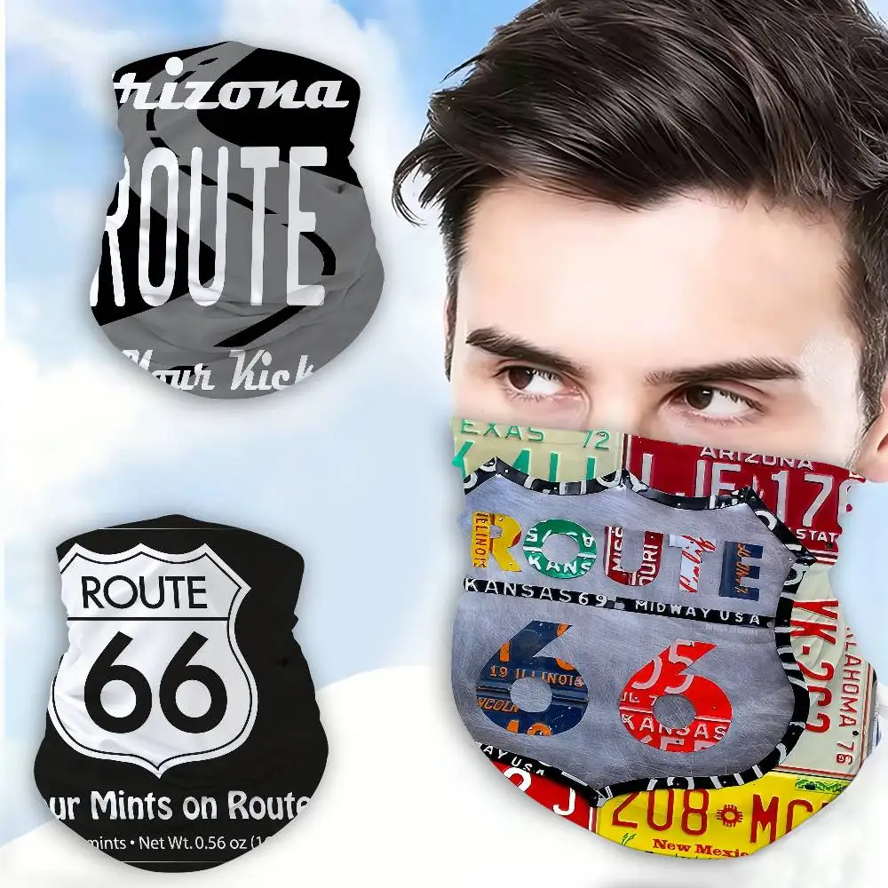 R-Route 66 High Elastic Breathable Face Mask Neck Gaiter Tube Scarf for Motorcycle Ski Outdoor Use