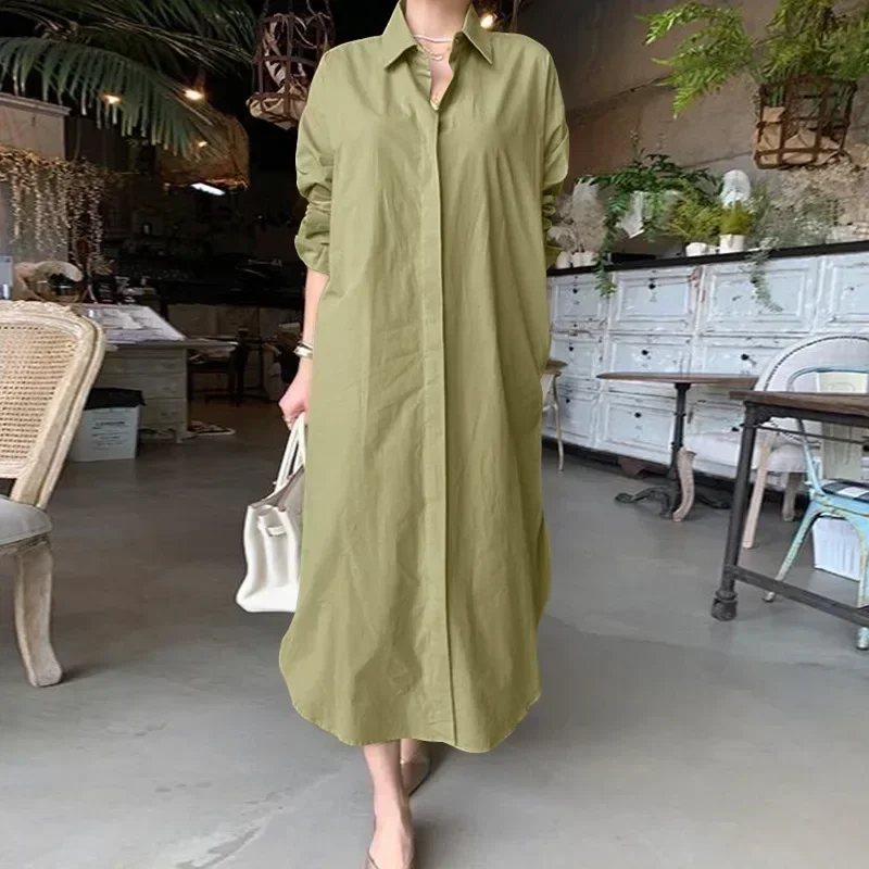 Plus Size Women\'s Shirt Neck Dresses Foreign Trade Solid Color Casual Dress Tank 2022 robe été femme 2022