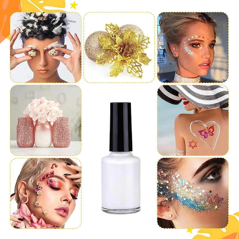 Confezione da 2 adesivi per colla per vernice liquida per il corpo, primer glitter multifunzionale impermeabile resistente al sudore a lunga durata per tatuaggi scintillanti