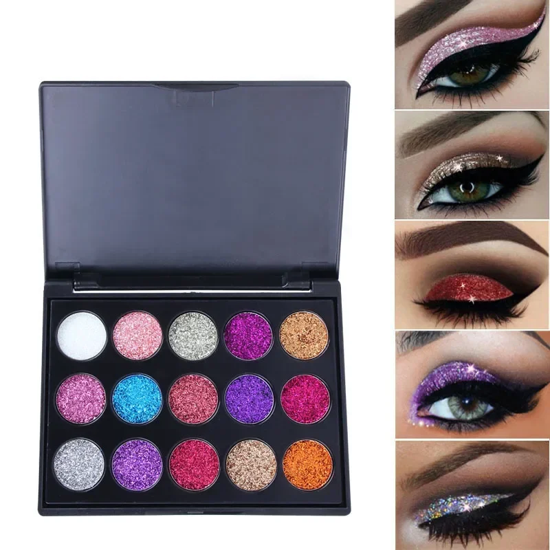 CmaaDu 15 Colour Diamond Crumbles Metallic Glitter Eye Shadow Pallette Makeup High-Intensity Technicolour Eyeshadow Palettes