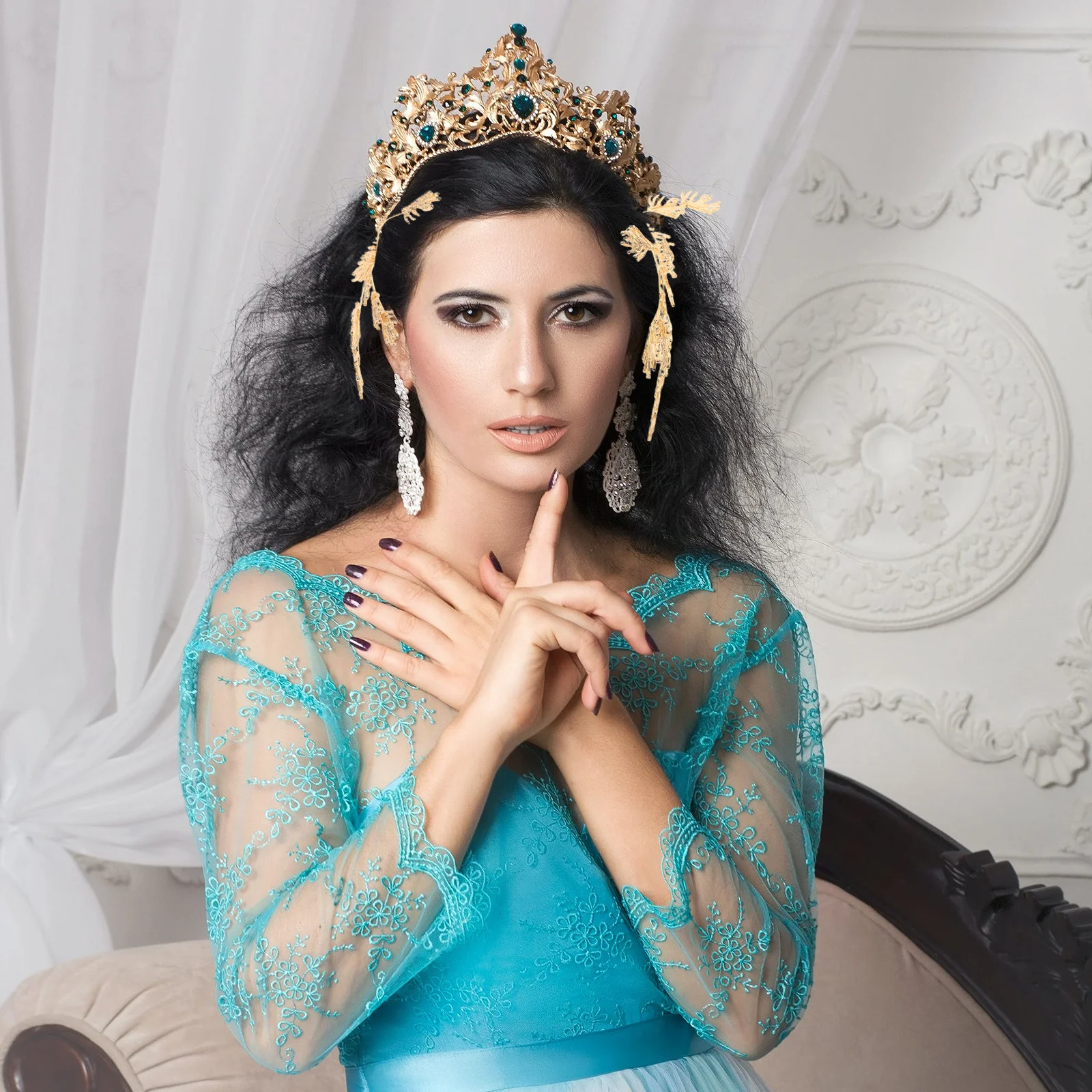 Elegante corona a foglia regolabile copricapo da sposa vintage festa di nozze ballo di fine anno accessorio per capelli barocco leggero da donna