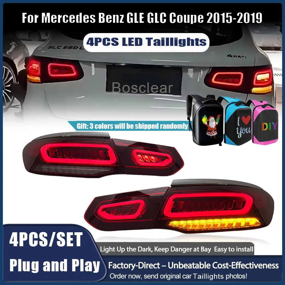 

Задний фонарь в сборе для Mercedes Benz GLE GLC Coupe 2015-2019, красный модифицированный задний фонарь, светодиодный указатель поворота, автомобильные аксессуары