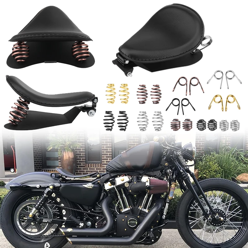 

Universal Motorcycle Solo Seat Black Chopper Saddle 3" Spring Bracket Parts For Harley Sportster For Honda For Yamaha For Bobber