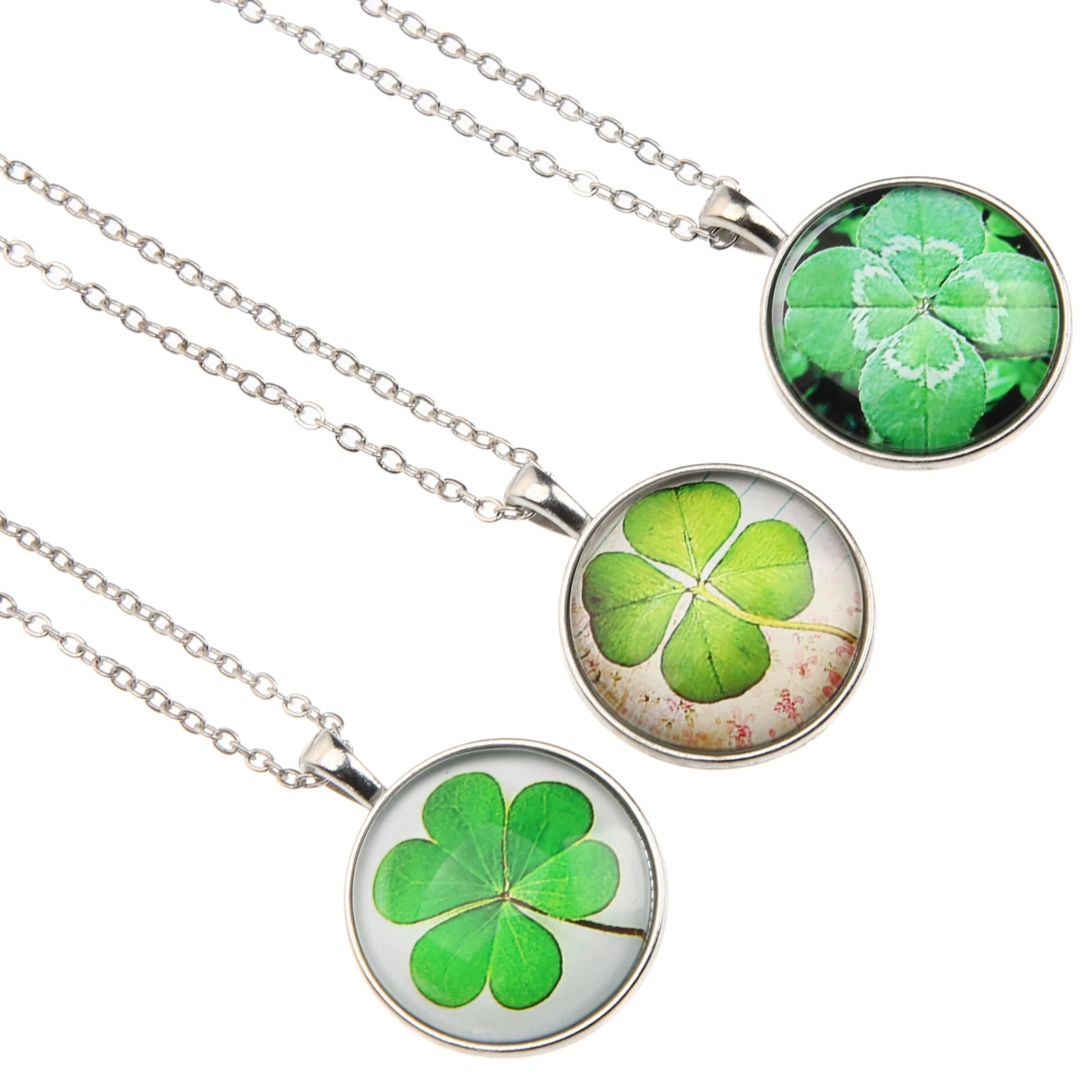 3 pçs colar de trevo de quatro folhas para mulheres meninas jóias irlandesas simples sorte pingente colares corrente leve vestir-se festa