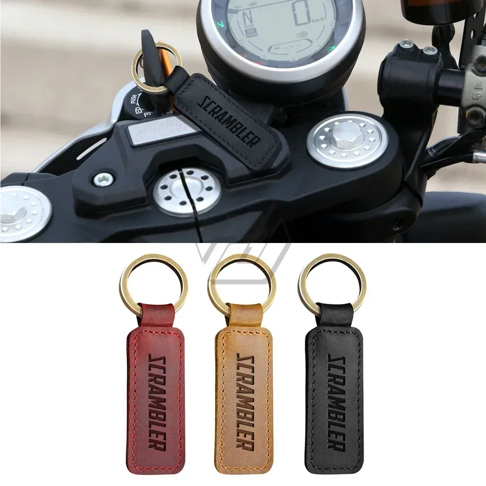 Für Honda Yamaha Suzuki Harley Triumph Ducati Scrambler 800 1200 Motorrad Rindsleder Schlüssel bund Schlüssel ring