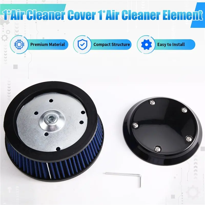 AU65-For Harley Dyna Softail Touring 1999- 2016 Trike 08- 16 Motorcycle Air Cleaner Cove& 6-Hole Filter Element In Black Blue