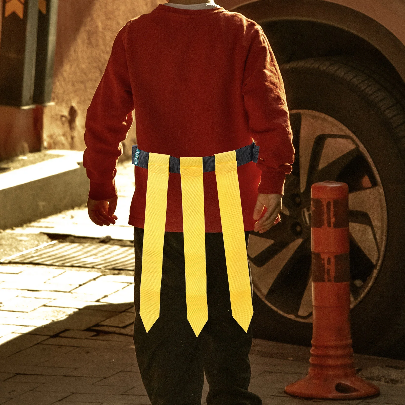 플래그 노란색 십대 스포츠 호의 조정 가능한 럭비 허리 벨트 십대 축구 허리 벨트 플래그 한 사이즈는 대부분의 축구 훈련에 적합