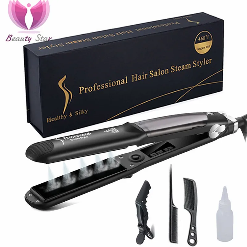 

Professional Steam Hair Straightener Ceramic Vapor Hair Flat Iron Seam Hair Straightening Iron Curler Steamer Hair Styling Tool