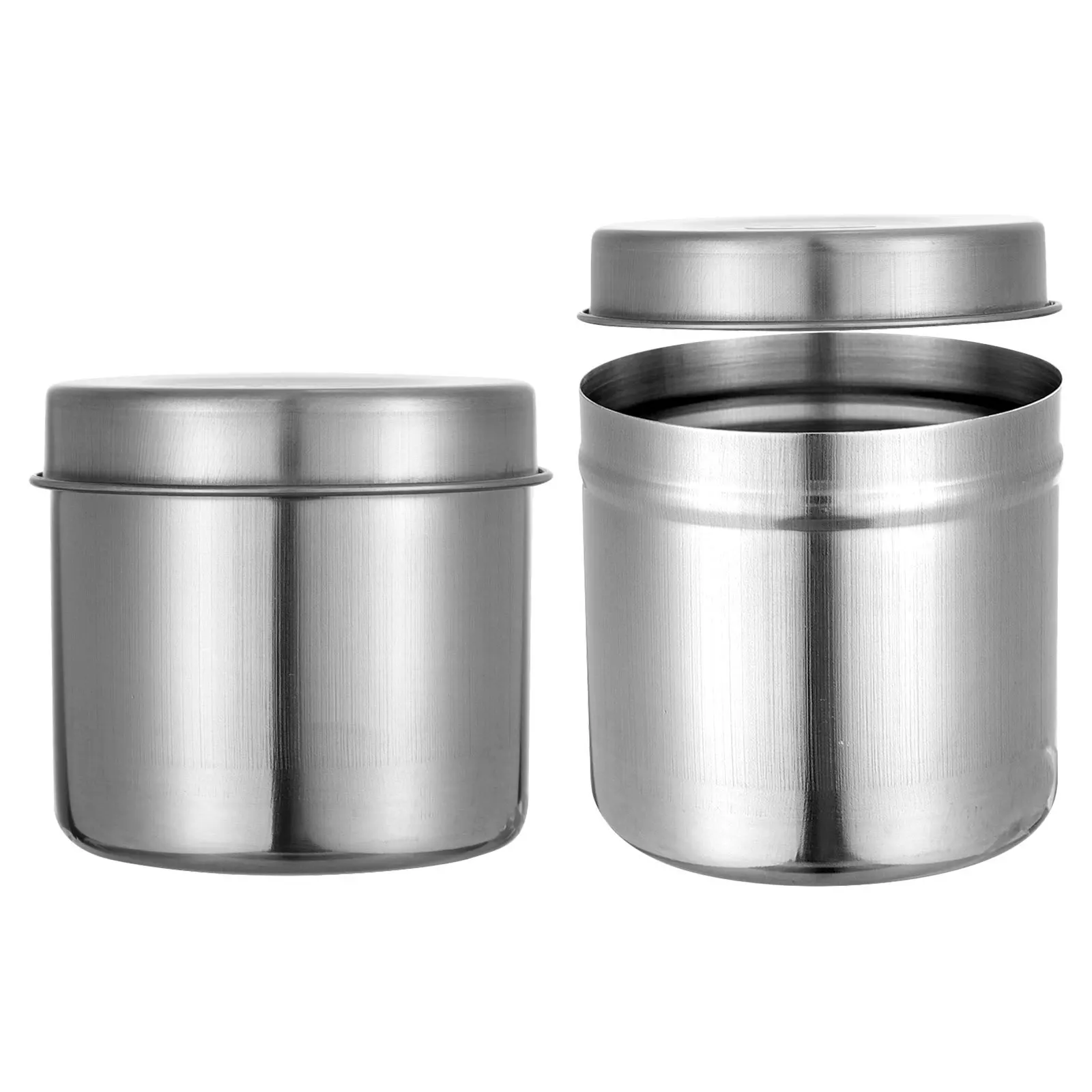 

2pcs Stainless Steel Storage Can Multifunctional Airtight Container For Kitchen Home Use Seasoning Tea Jar Food Storage Box