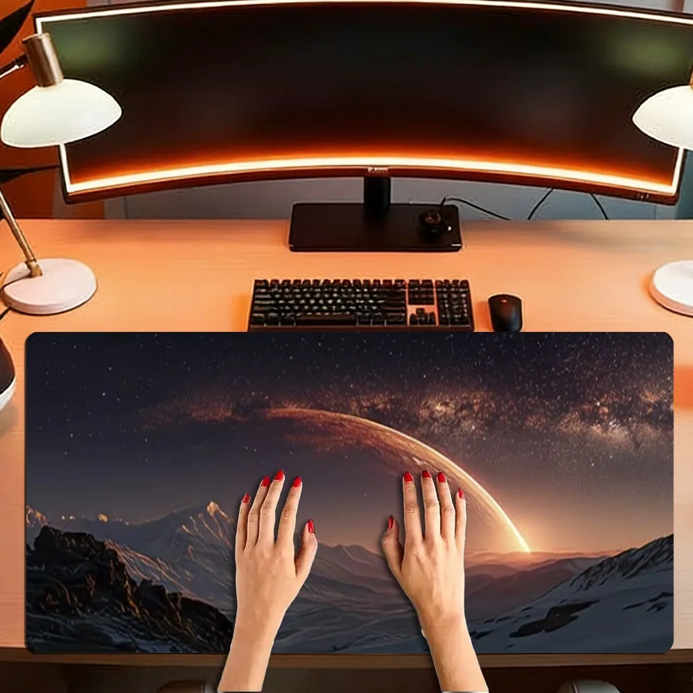Science fiction interstellar mountain sunrise pattern gaming mouse pad alfombrilla ratón gaming anime mousepad alfombrilla ratón