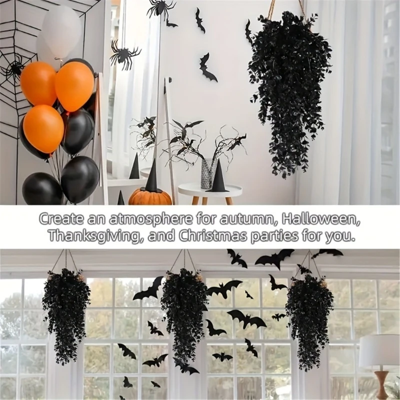 SZWA Halloween Haunting Decors Black Inverted Tree Hangings for Spine Chilling Accent