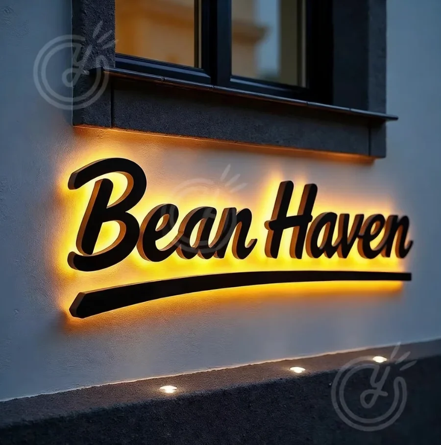 Custom 3D Backlit Letters Sign LED Metal Illuminated for Outdoor Business Storefront Waterproof Advertising Signage Display
