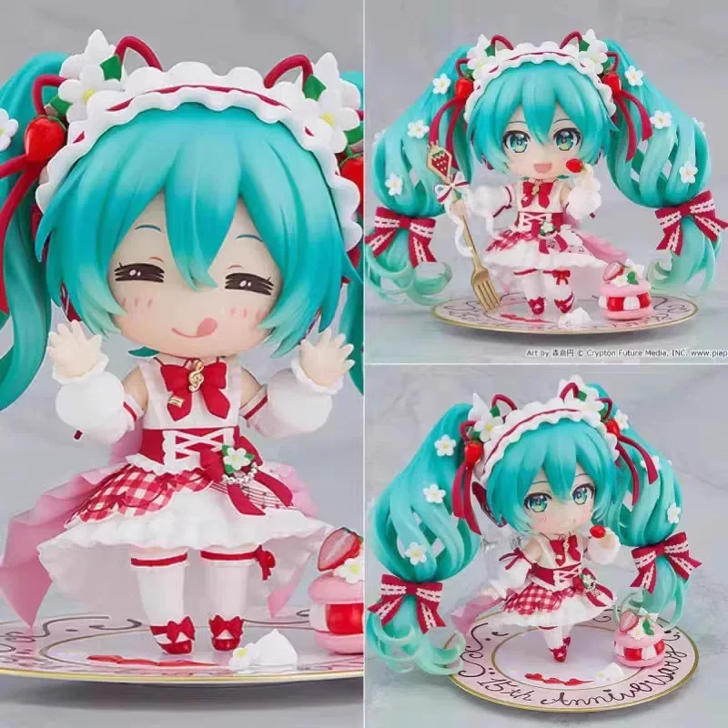 Nendoroid de Hatsune Miku con Diseño de Pastel de Fresa # Figura de acción coleccionable de 1939, modelo de juguete, edición del 15.º aniversario, regalos y adornos coleccionables