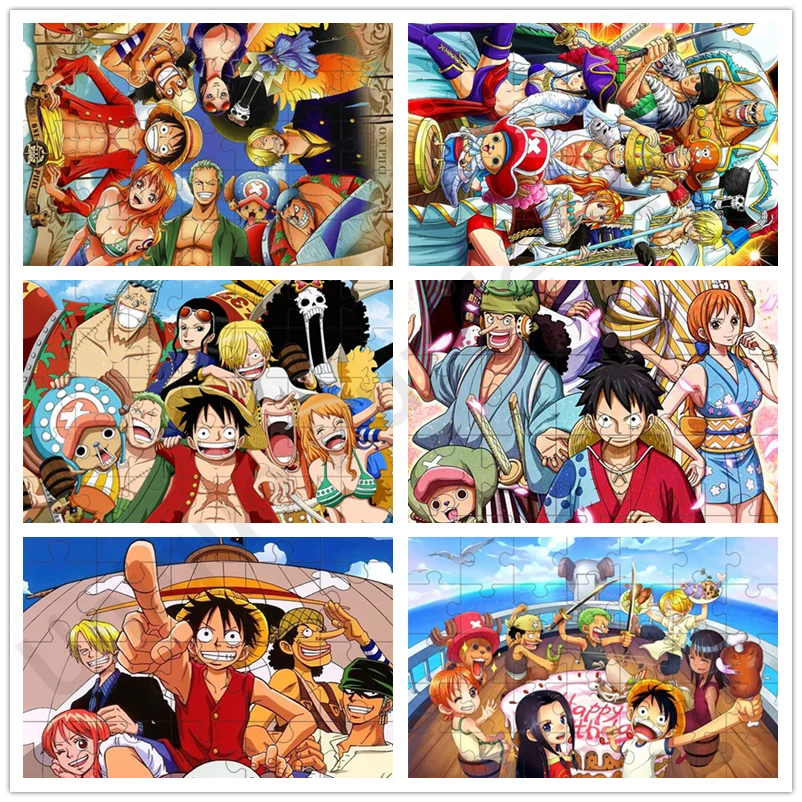 Bandai Classic Movie One Piece Luffy Jigsaw Puzzle Funny Diy Manual Puzzle Jigsaw 35/300/500/1000 Pcs Educational Toys for Kids