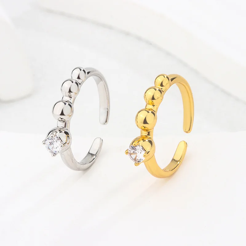 

925 Sterling Silver Adjustable Rings For Women Ball Zircon Luxury Fine Jewelry Aesthetic Vintage Accessories Jewellery