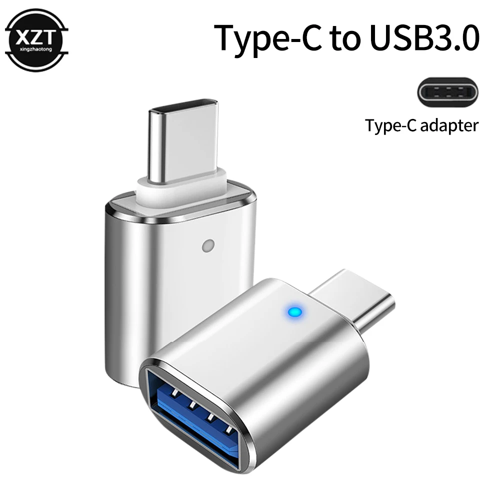 

OTG Adapter Type C to USB3.0 Connector Male to Female Converter with Indicator Light for Macbook Samsung Huawei Data Cable